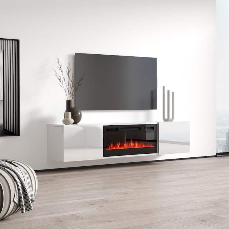 Cali EF Wall Mounted Electric Fireplace Modern 72" TV Stand