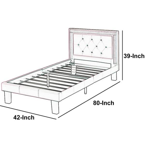 Polyurethane Twin Size Bed In High Headboard In Pink