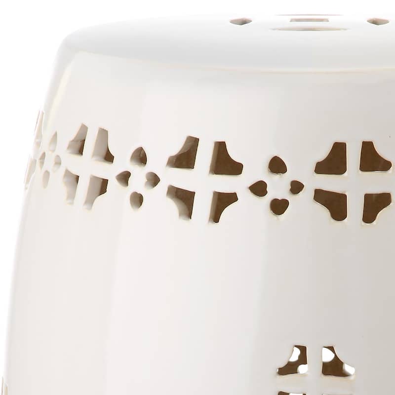 SAFAVIEH Gudrun Antique White Ceramic Decorative Garden Stool