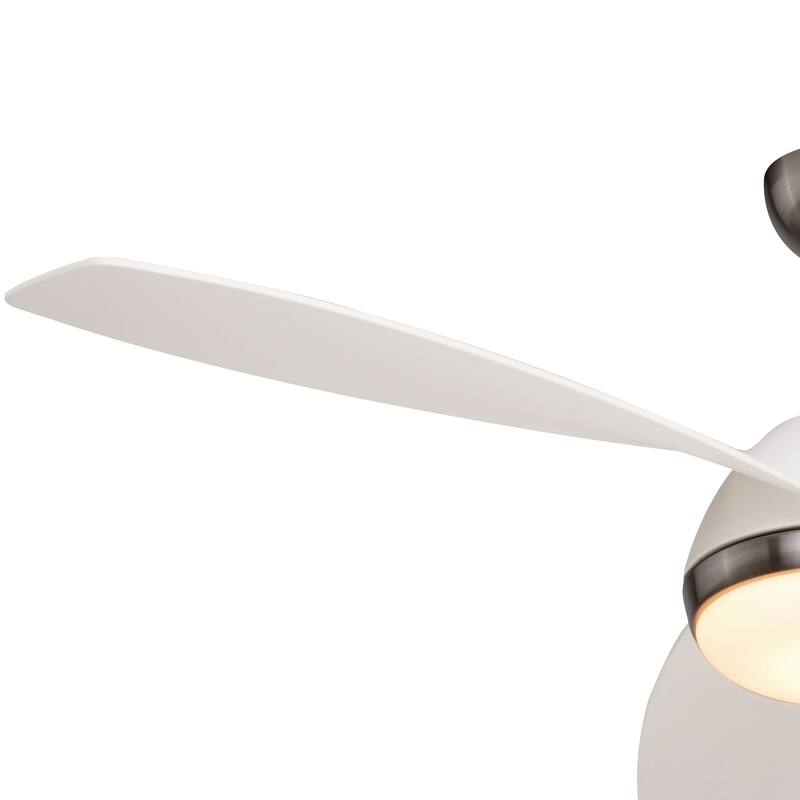 Odell White and Brushed Nickel Propeller Ceiling Fan with Integrated LED Light Kit and Remote