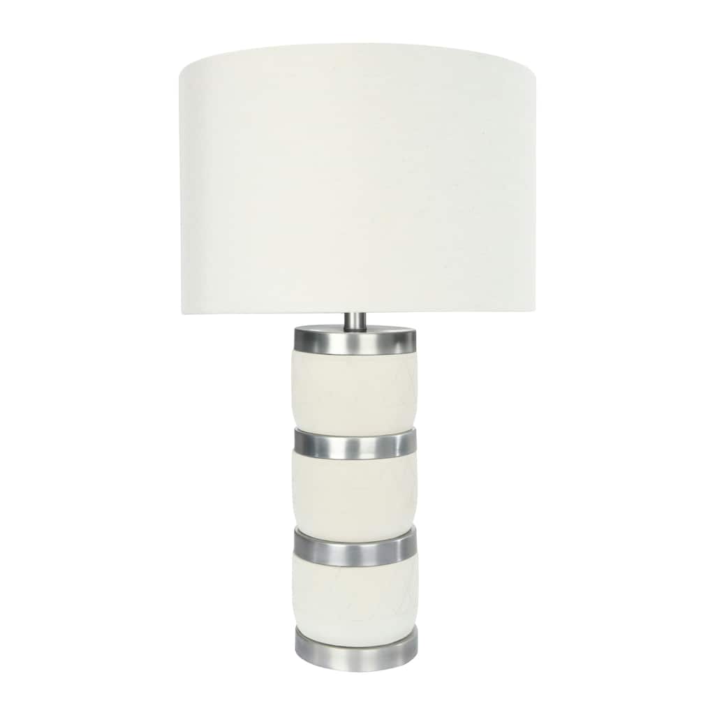 Raw Concrete Table Lamp with Diamond Design and Metal Accents