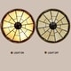 preview thumbnail 4 of 13, Warehouse of Tiffany Margno 52-Inch Flushmount Lighted Ceiling Fan Jewel Cut Design Tiffany Glass Lamp Black Finish