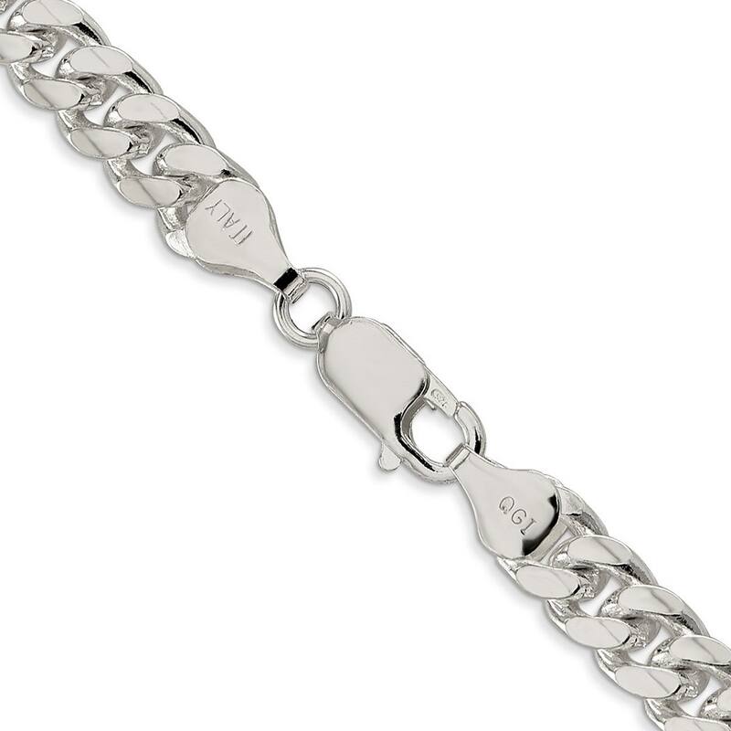 Curata 925 Sterling Silver 7mm Domed Curb Chain Necklace for Men