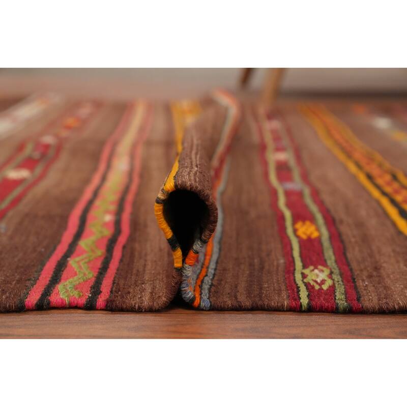 Hand Woven Oriental 100% Wool Carpet Southwestern Tribal Multi-Colored Kilim Area Rug - 8' 8'' X 5' 0''