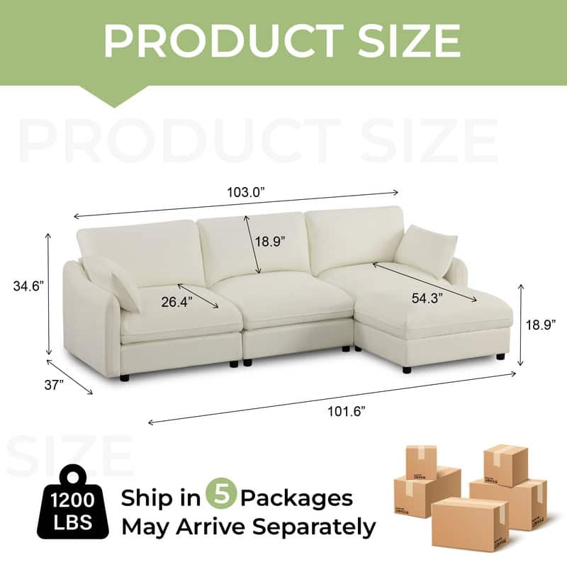 Spruce & Spring Oversized Cloud Modular Sectional Couches for Living Room