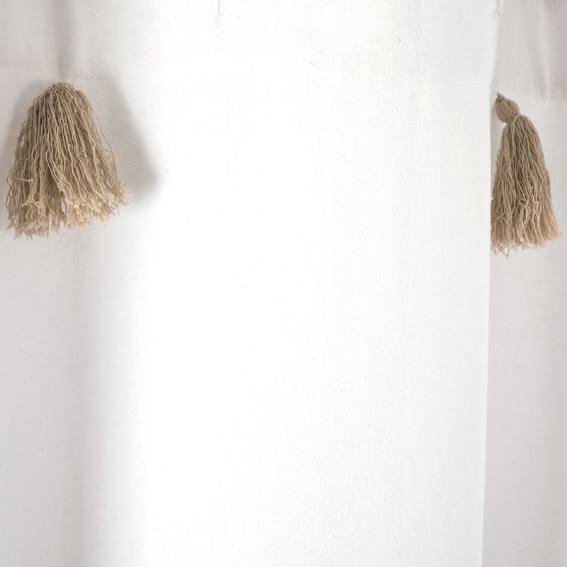 Lush Decor Boho Tassel Stripe Yarn Dyed Eco-Friendly Recycled Cotton Shower Curtain Single