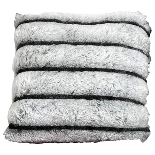 slide 2 of 4, Chinchilla Stripped Faux Fur Throw Pillow, 20x20 Inches - 20 x 20 Inches Light Grey