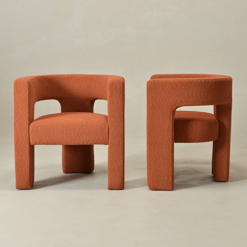 KINWELL 28" Wide Boucle Upholstered Square Armchair (Set of 2)