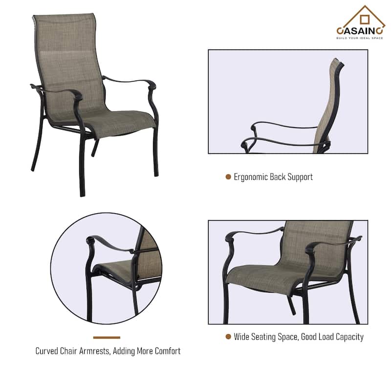 4 Piece Textilene Fabric Cast Aluminum Frame Dining Chair