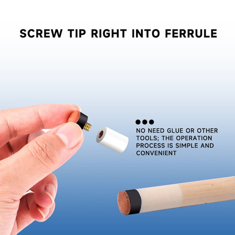 GSE™ 10-Pack 12mm/13mm Billiard Cue Tips, Soft/Hard Replacement Pool Cue Stick Screw-on Tips & Nylon Ferrules