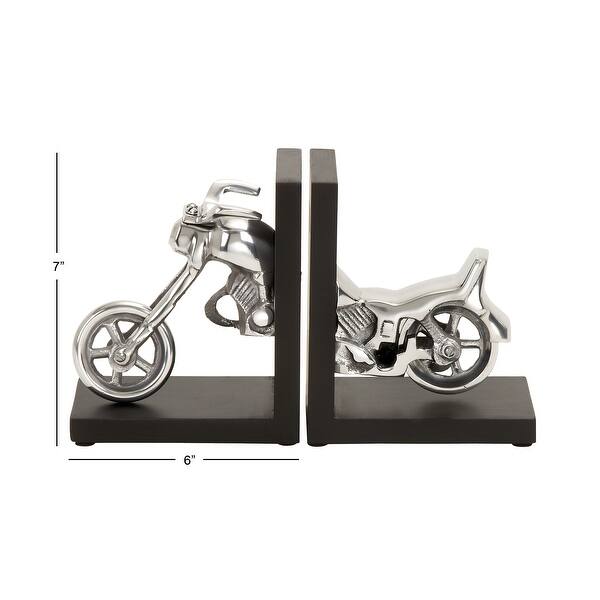 Silver Metal Contemporary Bookends Cars and motorcycles (Set of 2 ...