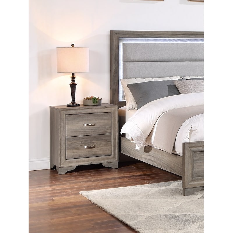 1pc Nightstand Wooden Bedside Table 2- Drawers