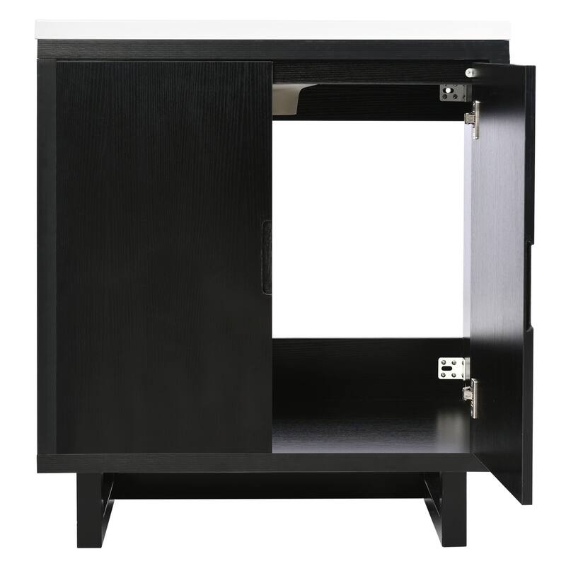 Bathroom Vanity with Sink, Floor Standing Wooden Storage Cabinet, Freestanding Bathroom Vanity with 2 Soft-Closed Doors