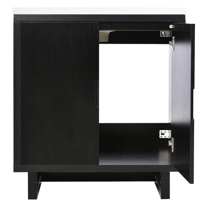 GDFStudio - Zenia Wood & Ceramic 30" Bathroom Vanity Set with Sink & Storage Cabinet Combo