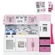 preview thumbnail 2 of 18, Gymax Wooden Kitchen Playset w/ Lights Sounds Interactive Features Pink