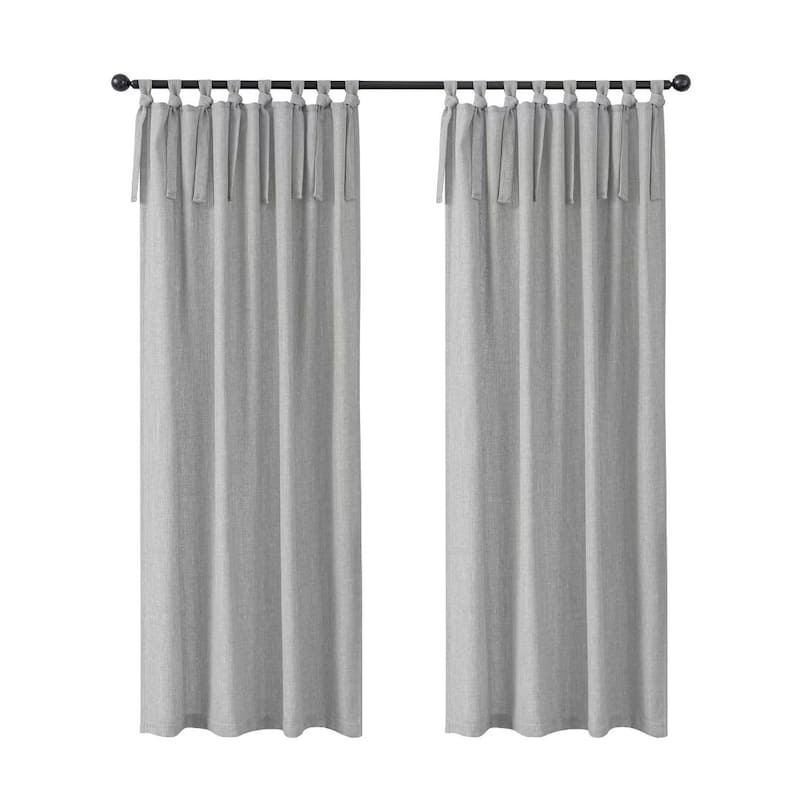 Linen Texture Tie Top Room Darkening Curtain Pair(2 panels)