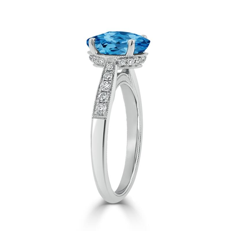Auriya 3 1/3ct Fancy Oval Swiss Blue Topaz and Diamond Engagement Ring 1/4ctw 14k Gold