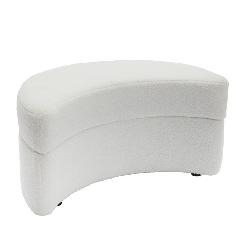 Chenille Half Moon Storage Ottoman(Set of 2)