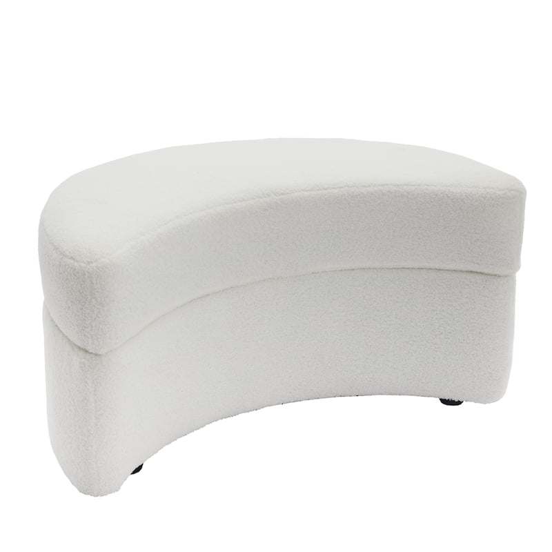 Upholstered Half Moon Storage Ottoman with Tray Set of 2