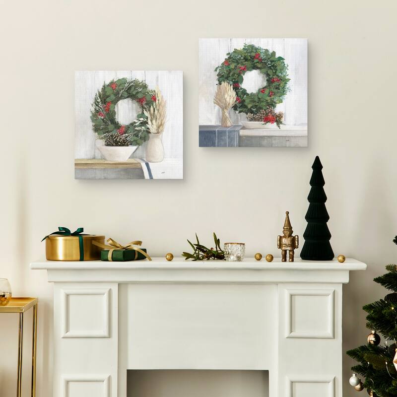 Natural Christmas I & II Blue by Julia Purinton Canvas Art Prints
