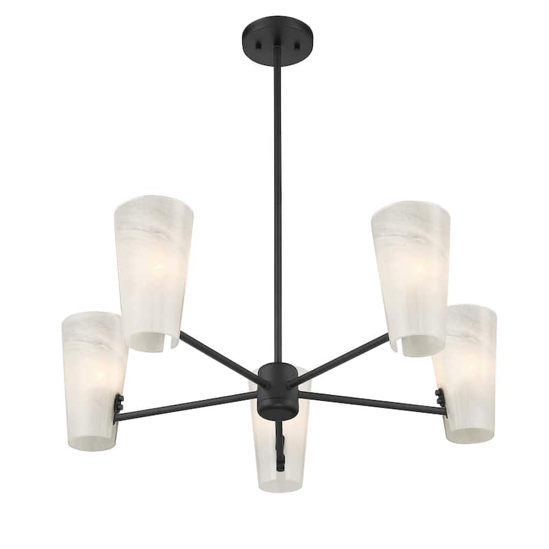 Bellevue SHCH78098 5 Light 30" Wide Chandelier with Strié Glass Shades