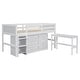 preview thumbnail 7 of 9, White Twin Size Wood Low Loft Bed With Pull-Out Desk, Drawers, Cabinet, and Shelves