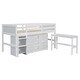 preview thumbnail 7 of 9, White Twin Size Wood Low Loft Bed with Pull-Out Desk
