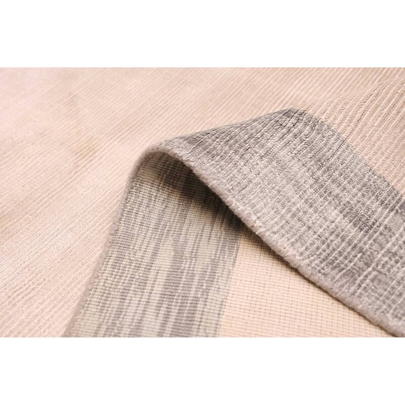 ECARPETGALLERY Hand Loomed Shimmer Beige Viscose Rug - 7'11 x 10'11