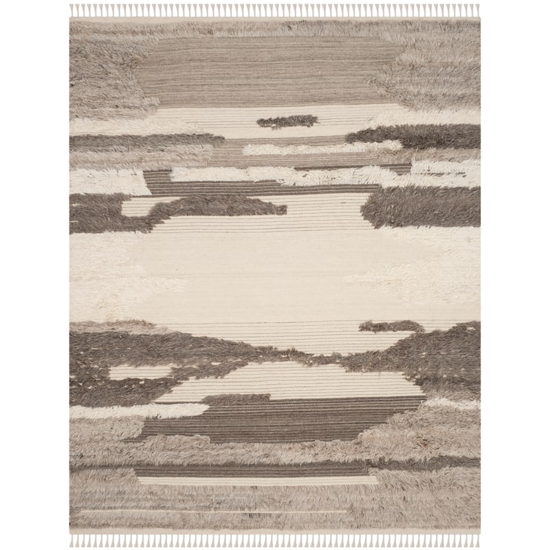 SAFAVIEH Hand-knotted Kenya Hilligje Southwestern Tribal Wool Rug - 8' x 10' - Ivory/Grey