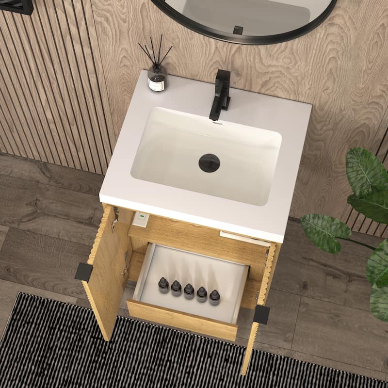 Milano 24" Freestanding Bathroom Vanity with White Acrylic Sink