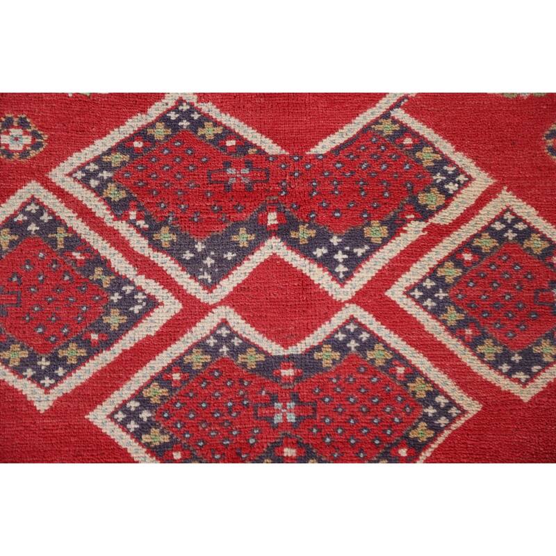 Hand Knotted Oriental 100% Wool Carpet Traditional Geometric Red Kazak Area Rug - 10' 5'' X 6' 6''