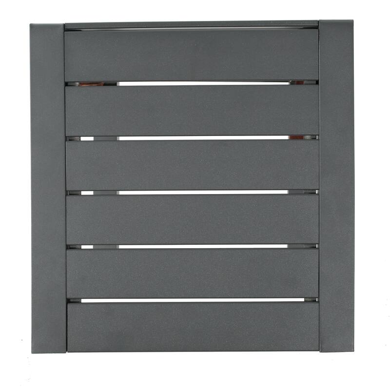 Roomfitters Modern Outdoor Side Table with Slatted Aluminium Frame, Weather-Resistant Accent Table for Patio