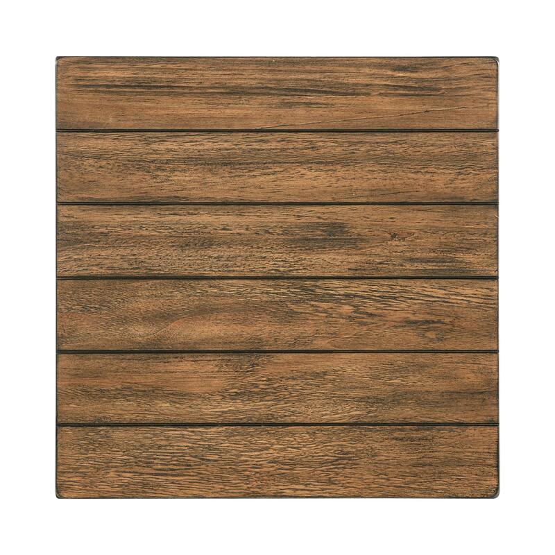 Wooden End Table with Open Bottom Shelf in Distressed Brown