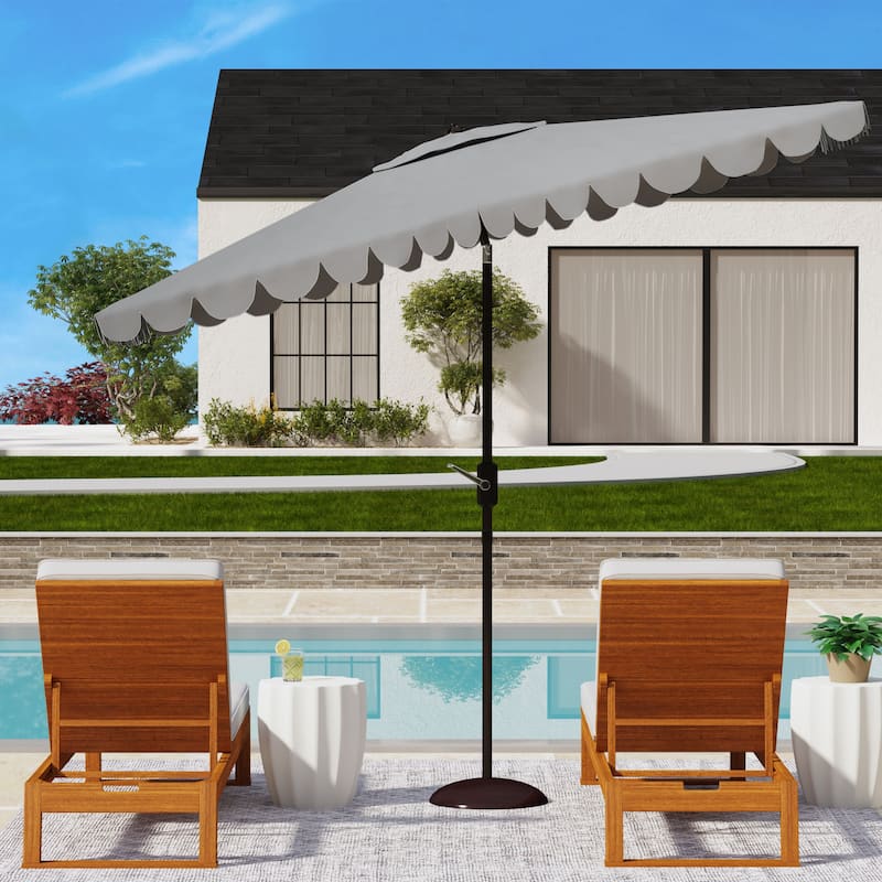 SAFAVIEH Outdoor Living Venice 6.5 x 10-foot Rectangular Crank Umbrella