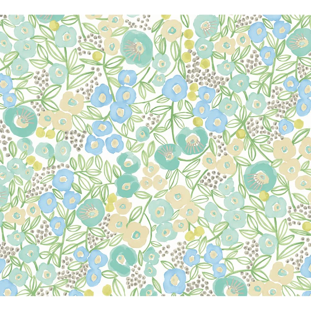 Flora Teal Garden Wallpaper