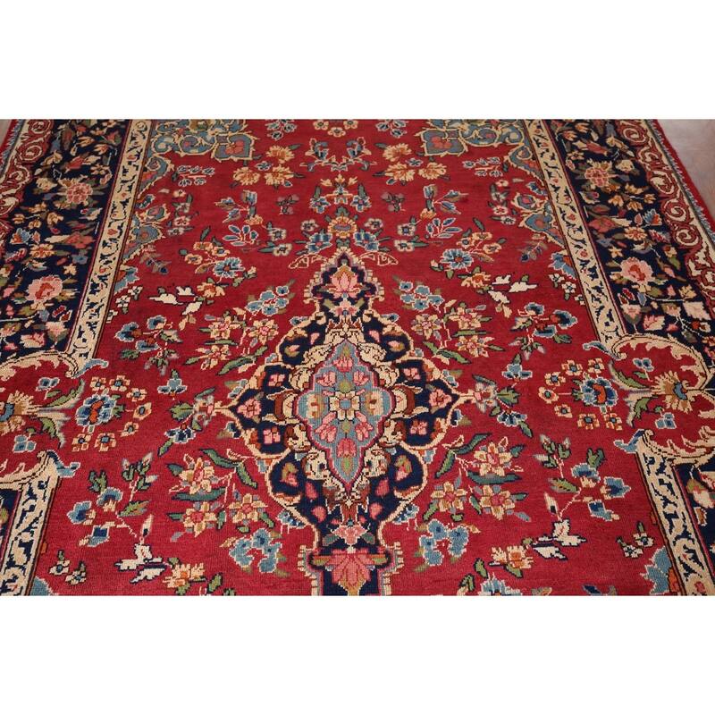 Yazd Antique Persian Area Rug Hand-Knotted Wool Carpet - 6'6" x 10'1"