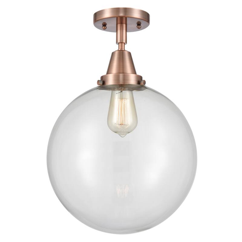 Innovations Lighting Caden Beacon - 1 Light 12" Flush Mount - Clear/Antique Copper