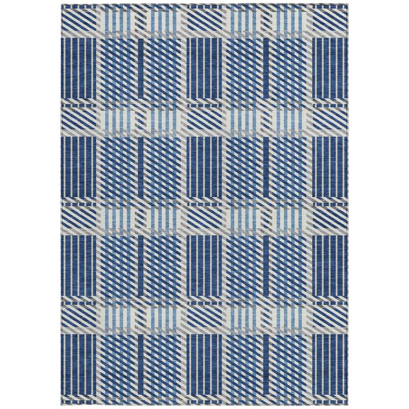 HomeRoots Plaid Transitional Rectangle Outdoor Rug