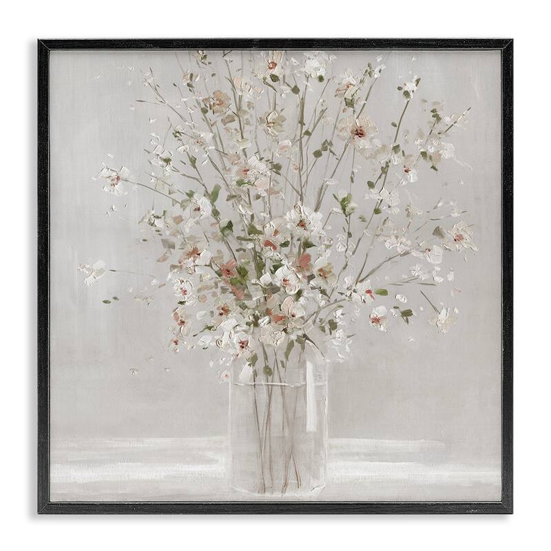 Stupell White Flower Vase Arrangement Framed Giclee Art, Design by Sally Swatland - 12 x 12 - Grey