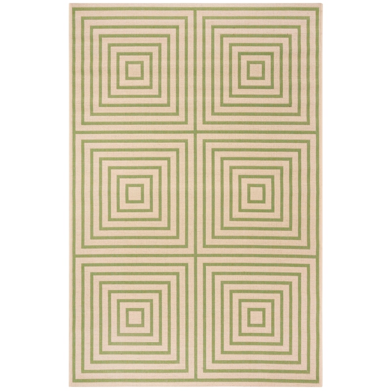 SAFAVIEH Linden Loris Indoor/ Outdoor Waterproof Patio Backyard Rug - 4' x 6' - Cream/Olive