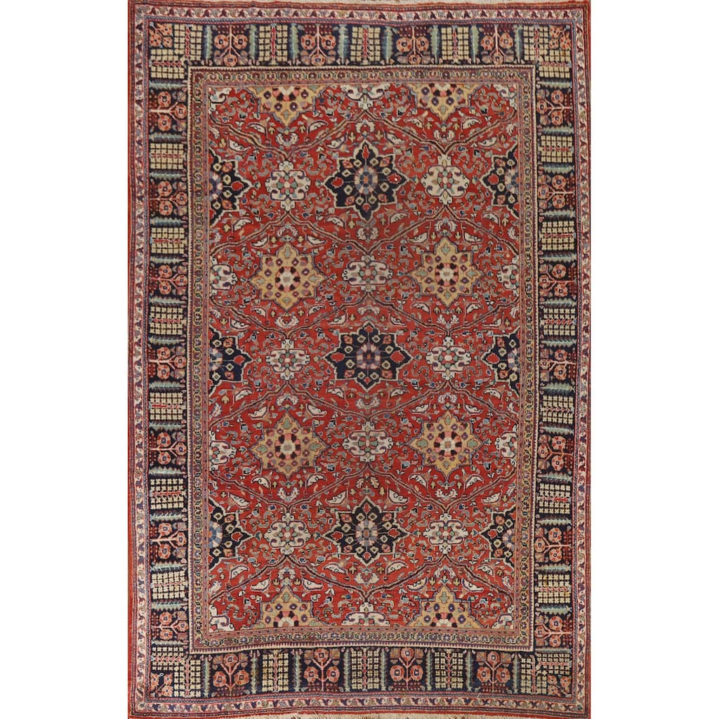 Mahal Persian Antique Rug Hand-Knotted Wool Carpet - 7'4"x 10'3"