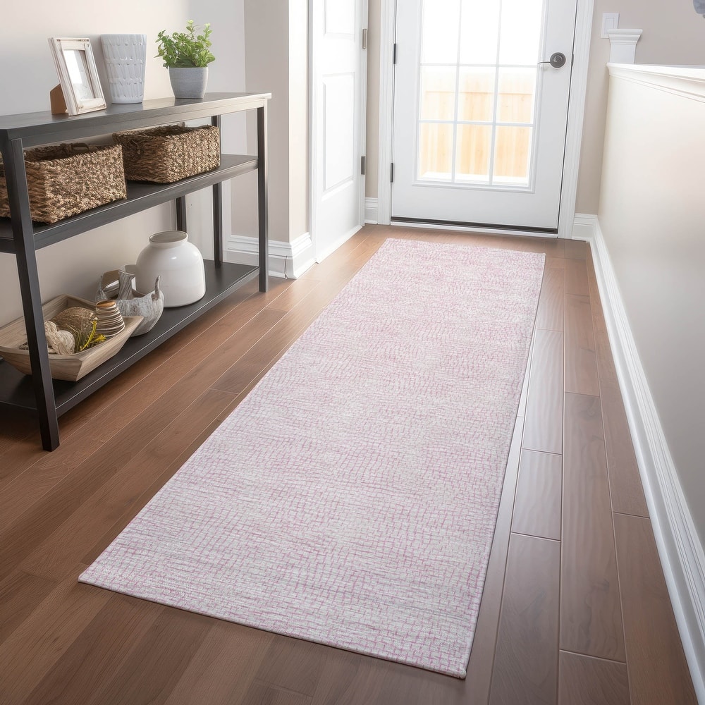 Machine Washable Indoor/ Outdoor Solid Causal Chantille Rug