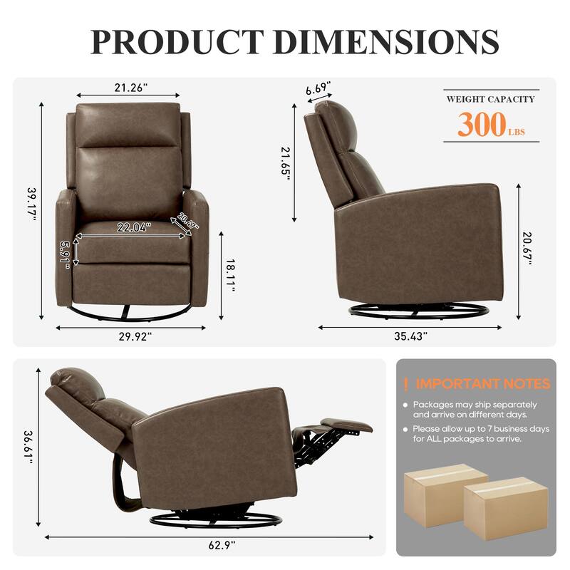 Modern Swivel Recliner Chair with Glider Rocking Motion High Back PU Leather Upholstery
