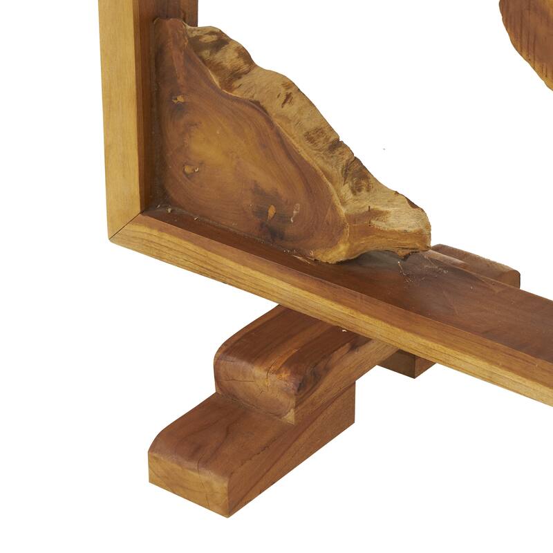 Teak Wood Tall Live Edge Freestanding Partition Room Divider Screen with Large Tree Trunk Pieces - Brown - Roche River Decor