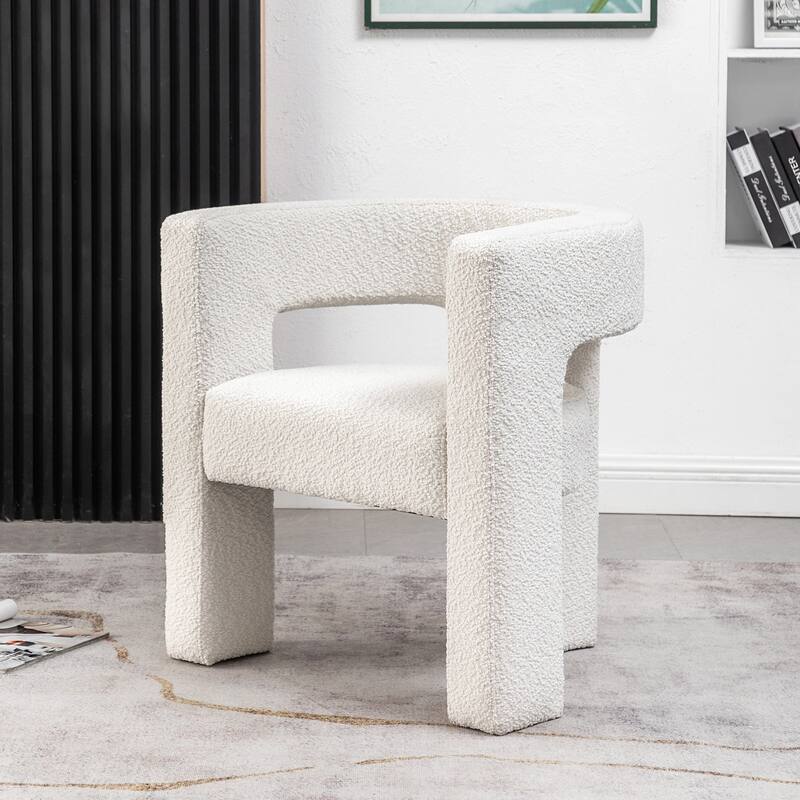 KINWELL 28" Wide Boucle Upholstered Square Armchair