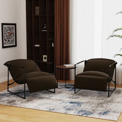 Metal Framed Sling Fabric Accent Chair Set of 2