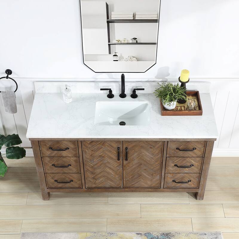 Javier Bath Vanity with Composite Stone Top without Mirror