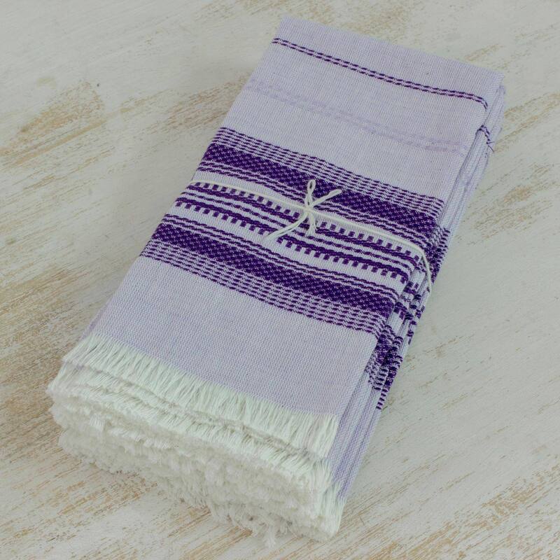 Novica Handmade Cheerful Kitchen In Purple Cotton Napkins (Set Of 6)