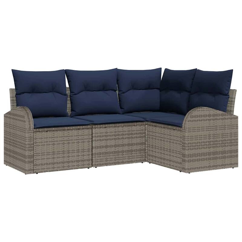 vidaXL 4/5 Garden Sofa Set with Cushions Black/Brown/Grey Wicker - 70.5 x 48.8 x 27.2