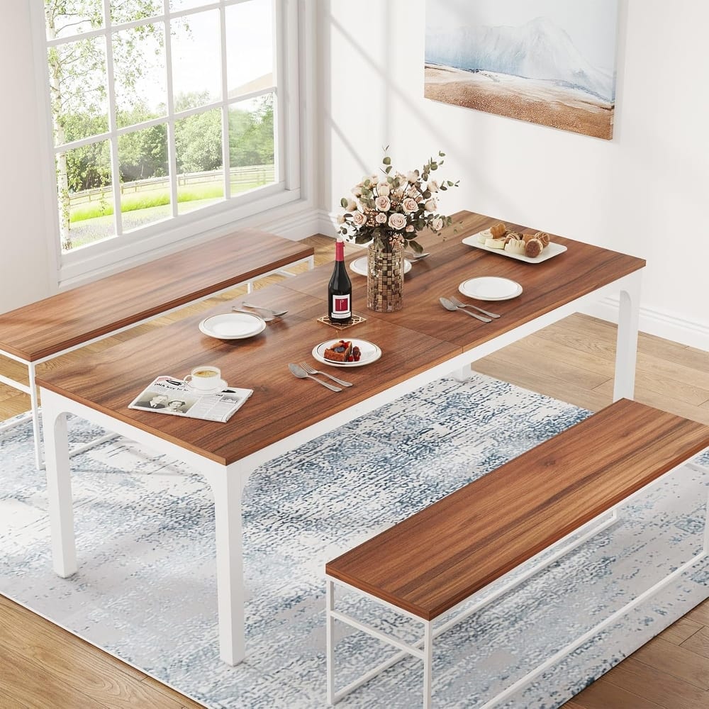 78.7" Rectangular Dining Table, Wood Kitchen Table for Home, Restaurant, Cafe, Office, Apartment, Bakery